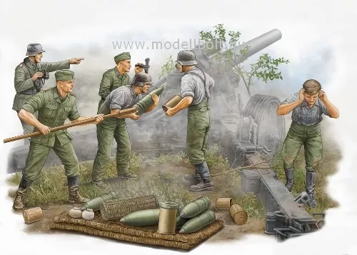 Trumpeter - German Field Howitzer Gun Crew on firing